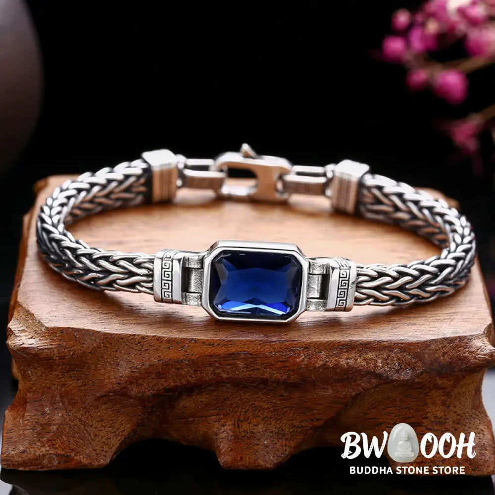 Buddha Stones Retro Blue Acrylic Dragon Keel Braided Design Healing Wealth Buckle Bracelet - BWOOOH - Bracelet