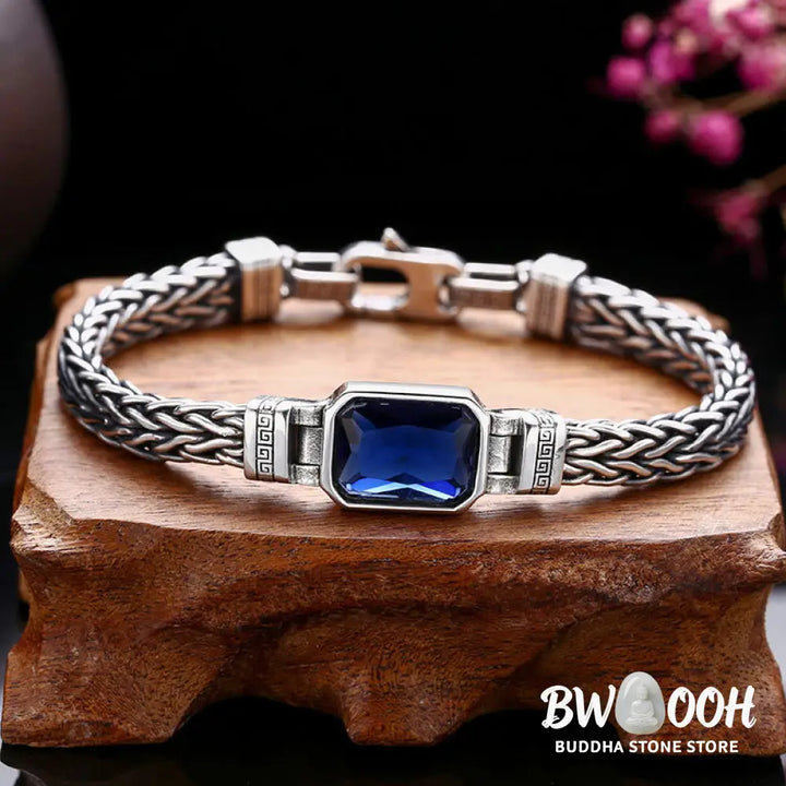 Buddha Stones Retro Blue Acrylic Dragon Keel Braided Design Healing Wealth Buckle Bracelet - BWOOOH - Bracelet