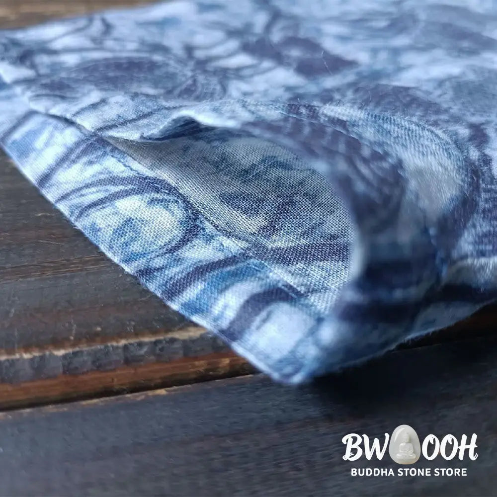 Buddha Stones Retro Blue White Flowers Frog-Button Design Long Sleeve Ramie Linen Jacket Shirt