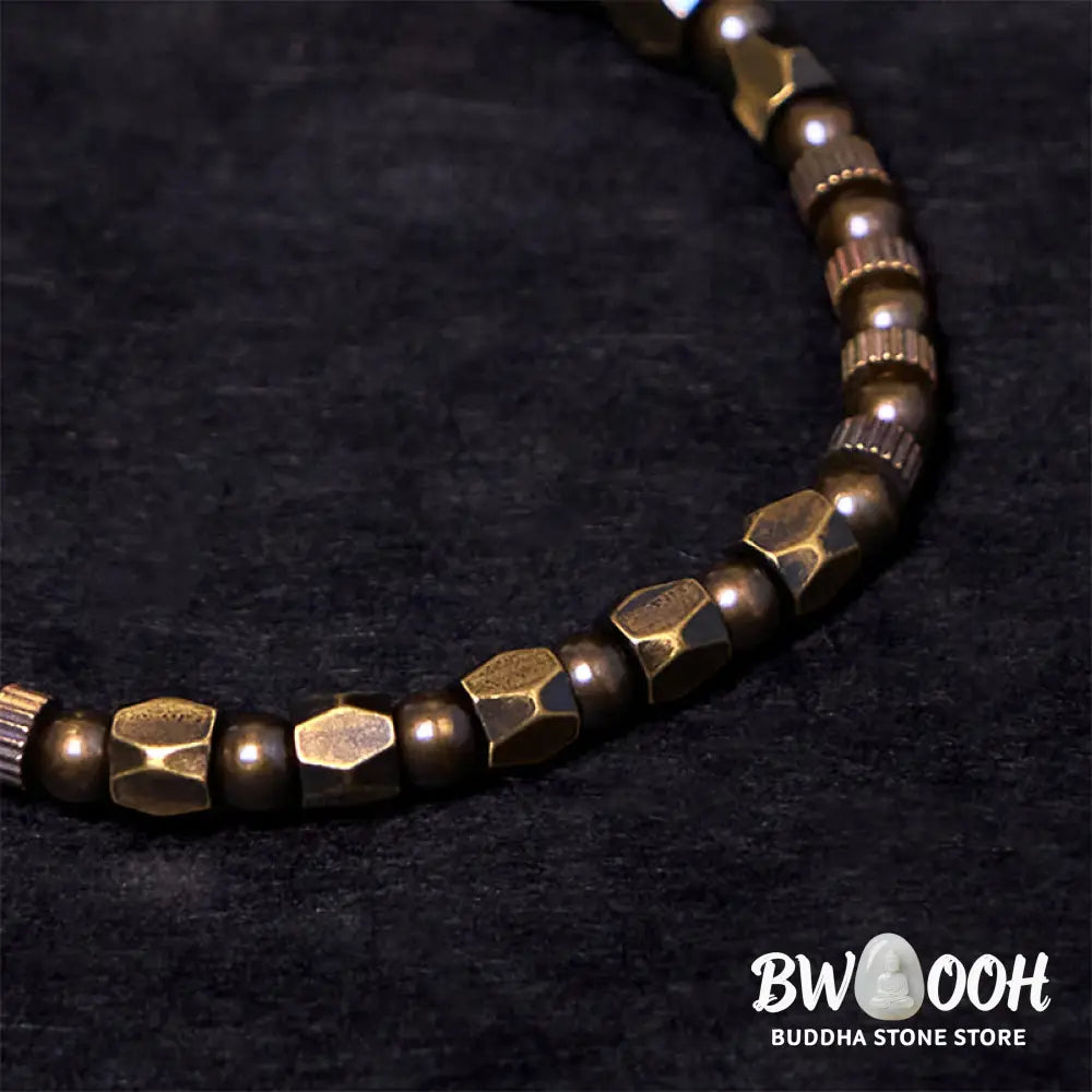 Buddha Stones Retro Distressed Irregular Design Copper Brass Luck Bracelet - BWOOOH - Bracelet