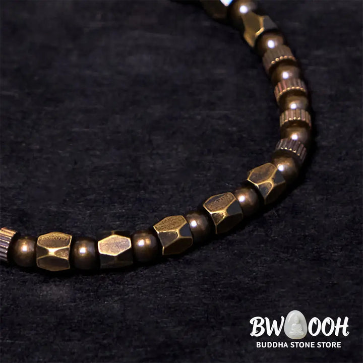 Buddha Stones Retro Distressed Irregular Design Copper Brass Luck Bracelet - BWOOOH - Bracelet