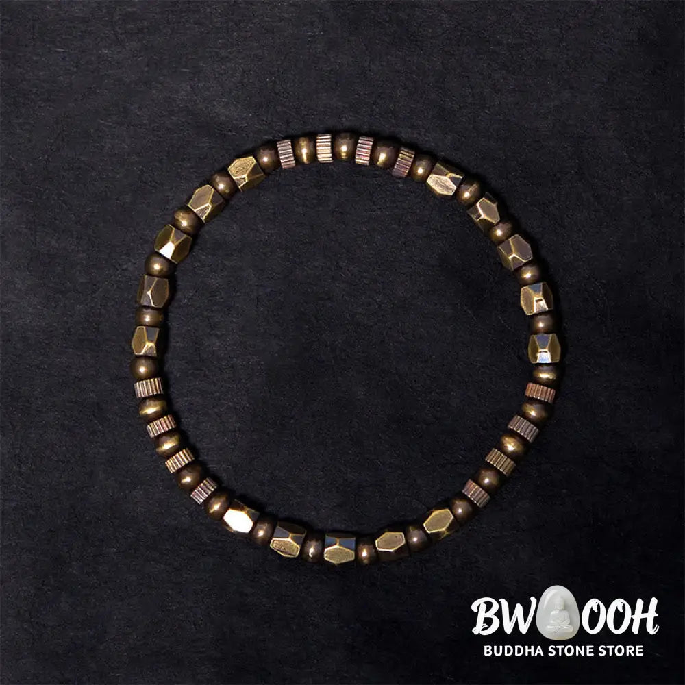 Buddha Stones Retro Distressed Irregular Design Copper Brass Luck Bracelet - BWOOOH - Bracelet