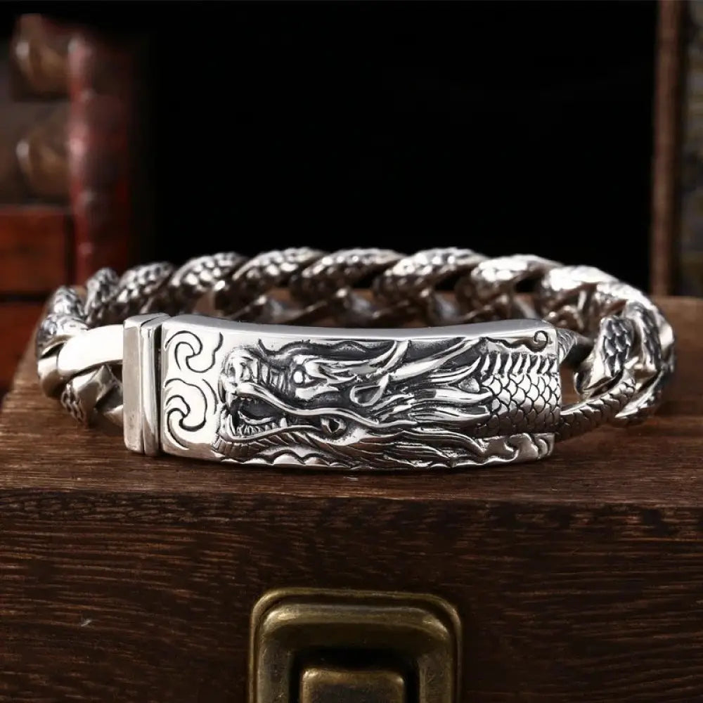 BWOOOH Retro Dragon Scale Pattern Engraved Protection Bracelet | spiritual healing bracelet