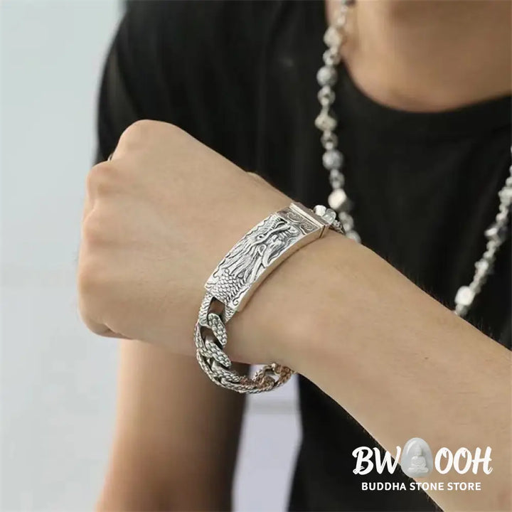 BWOOOH Retro Dragon Scale Pattern Engraved Protection Bracelet | spiritual healing bracelet