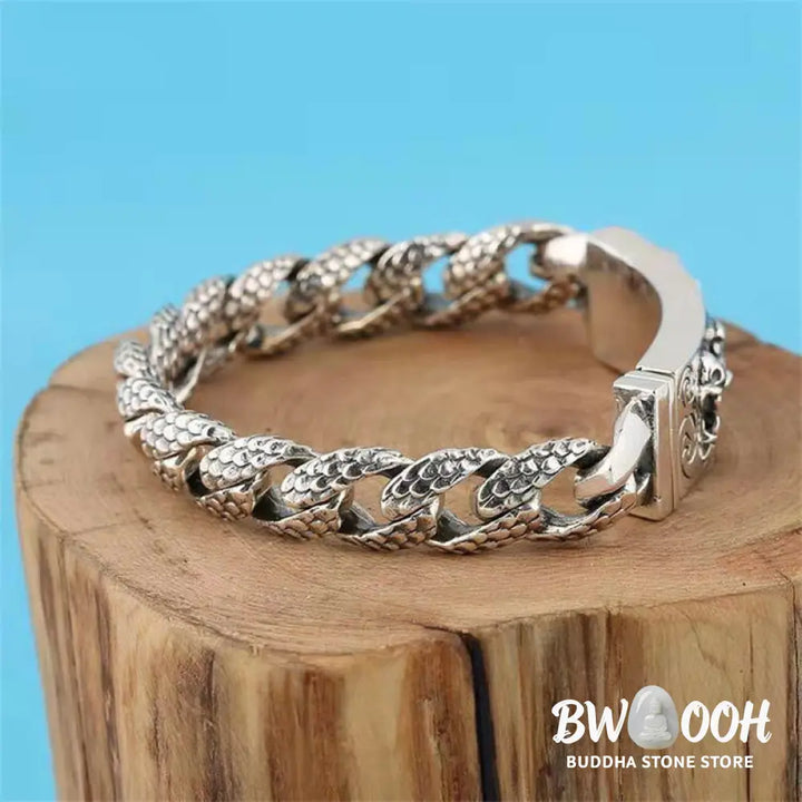 BWOOOH Retro Dragon Scale Pattern Engraved Protection Bracelet | spiritual healing bracelet