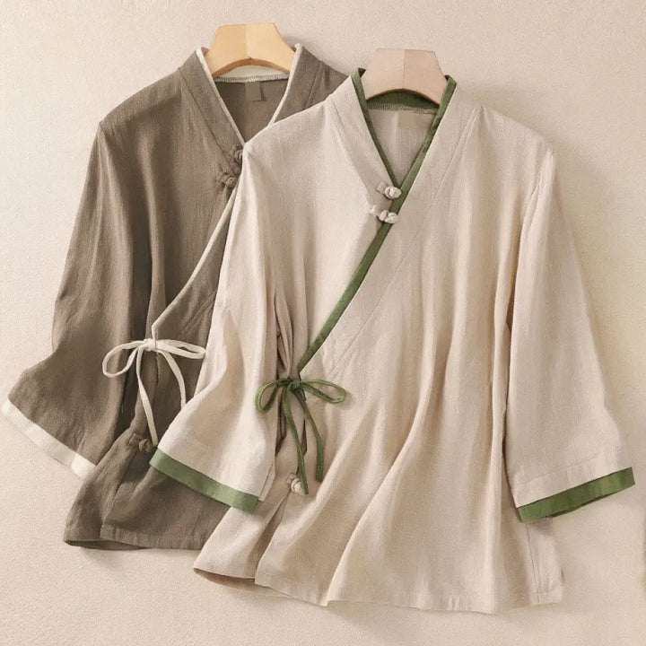 BWOOOH Retro Lace-up Frog-Button Design Women&
