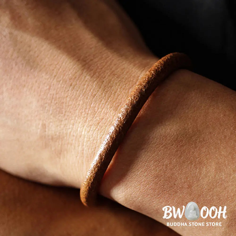 BWOOOH Retro Leather Luck Healing Copper Magnetic Buckle Bracelet - Brown / 13-14cm - Bracelet Bangle