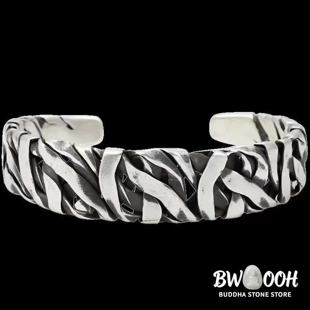BWOOOH Retro Line Texture Healing Cuff Bracelet Bangle | natural stone spiritual bracelet for healing and mindful living