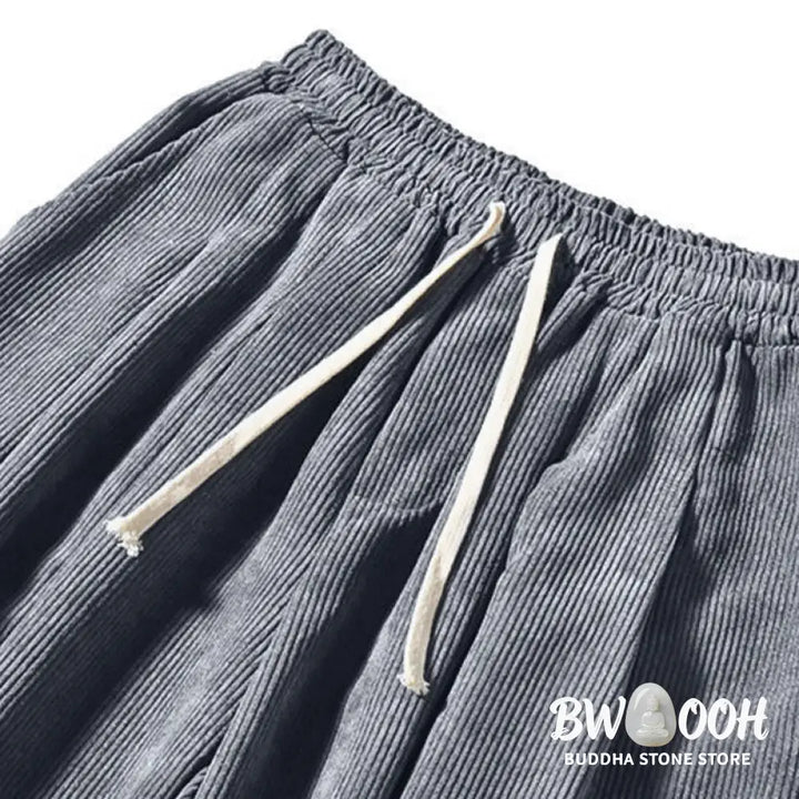 Buddha Stones Retro Men’s Plain Fleece-Lined Corduroy Simple Design Harem Pants With Pockets - Men’s Harem Pants