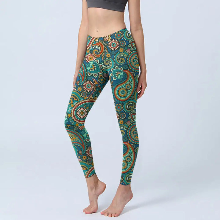 BWOOOH printed yoga leggings - Retro Paisley Pattern Print Gym Leggings