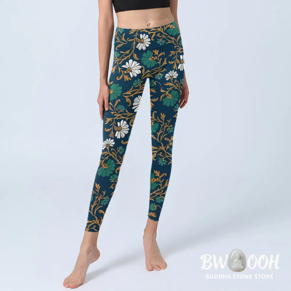 BWOOOH printed yoga leggings - Retro Pastoral Style Flowers Vines Patte