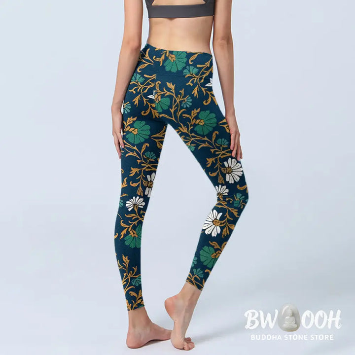 BWOOOH printed yoga leggings - Retro Pastoral Style Flowers Vines Patte