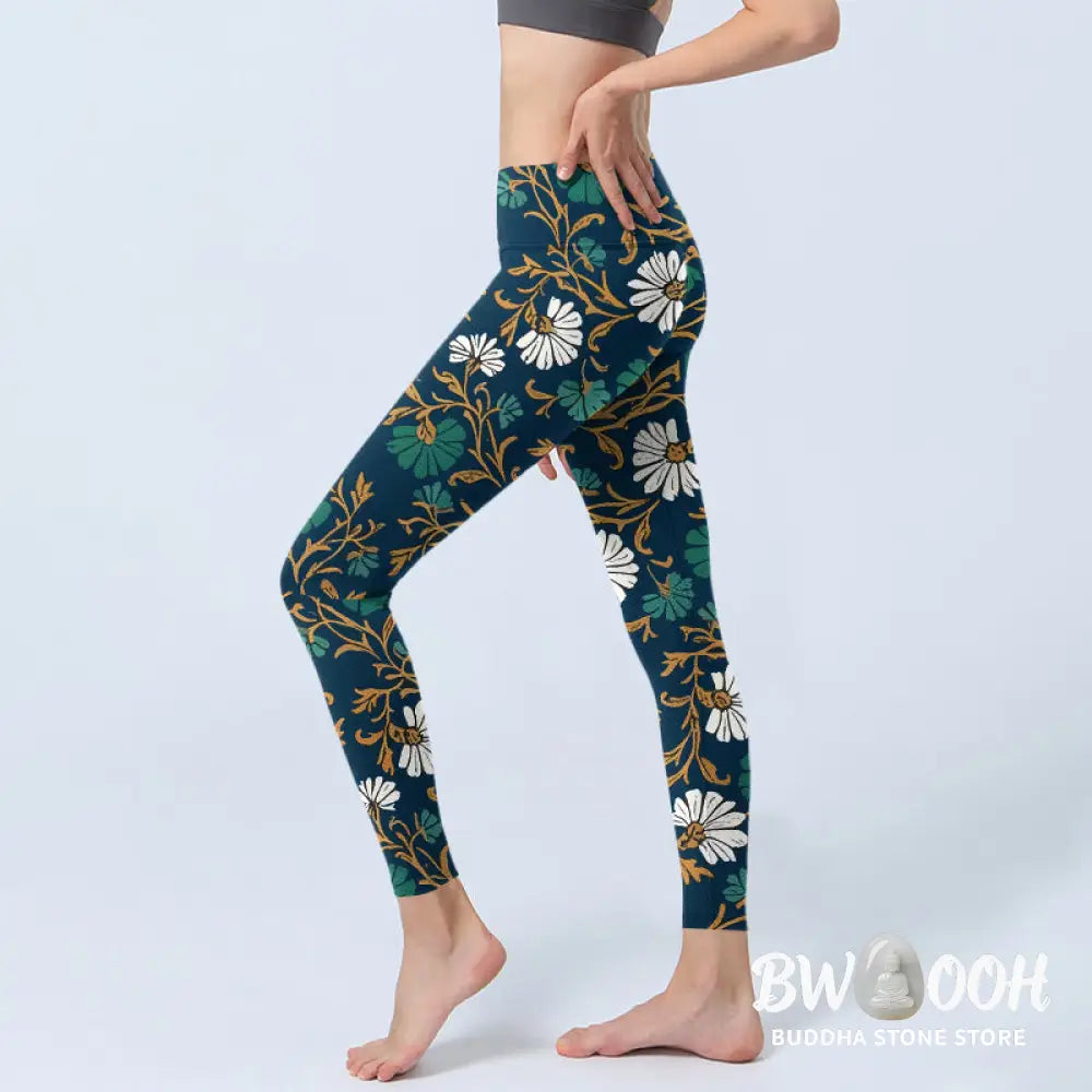 BWOOOH printed yoga leggings - Retro Pastoral Style Flowers Vines Patte