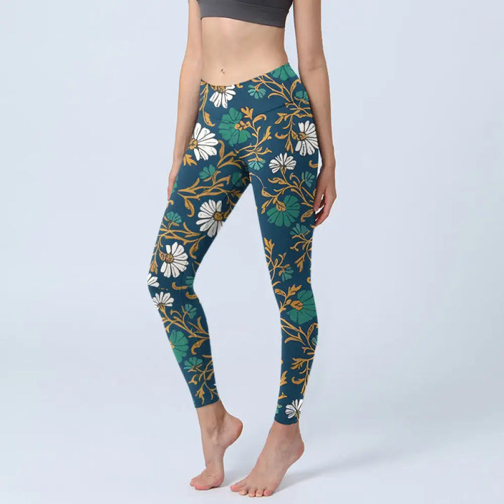 BWOOOH printed yoga leggings - Retro Pastoral Style Flowers Vines Patte