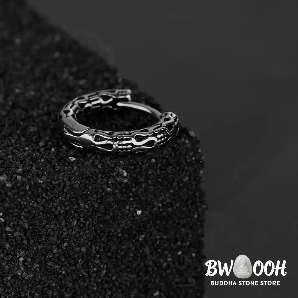 Buddha Stones Retro Pattern Titanium Steel Balance Earrings - Silver - Earrings
