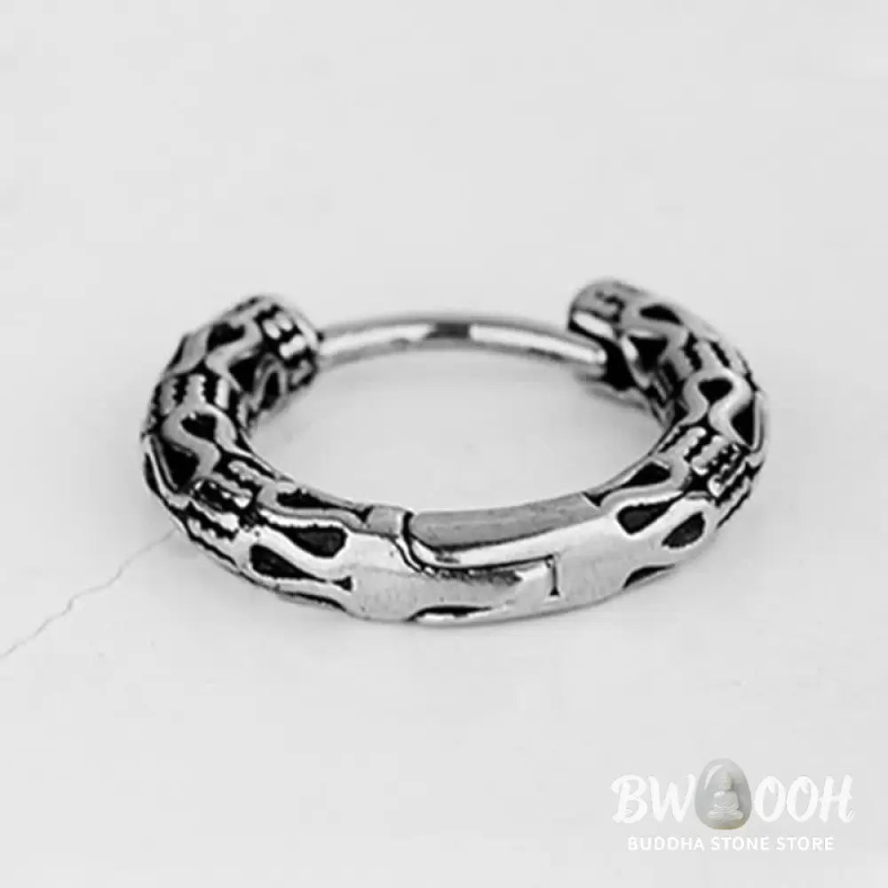 Buddha Stones Retro Pattern Titanium Steel Balance Earrings - Silver - Earrings