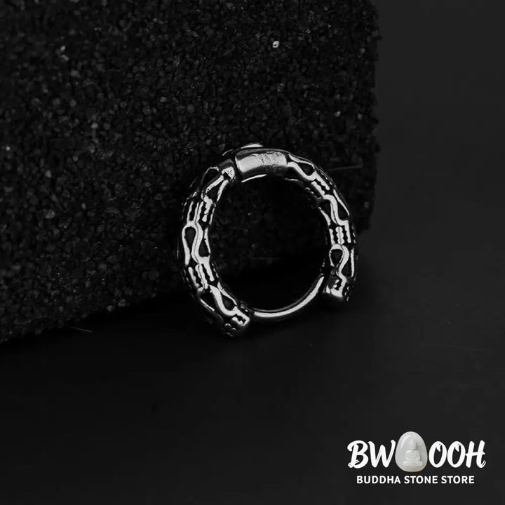 Buddha Stones Retro Pattern Titanium Steel Balance Earrings - Silver - Earrings