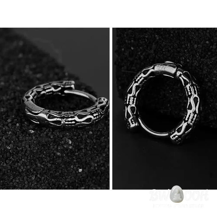 Buddha Stones Retro Pattern Titanium Steel Balance Earrings - Silver - Earrings