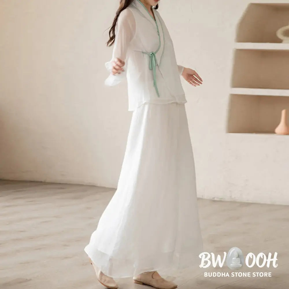 Buddha Stones Retro Prayer Zen Spiritual Meditation Practice Chiffon Clothing Women’s Set - Clothes