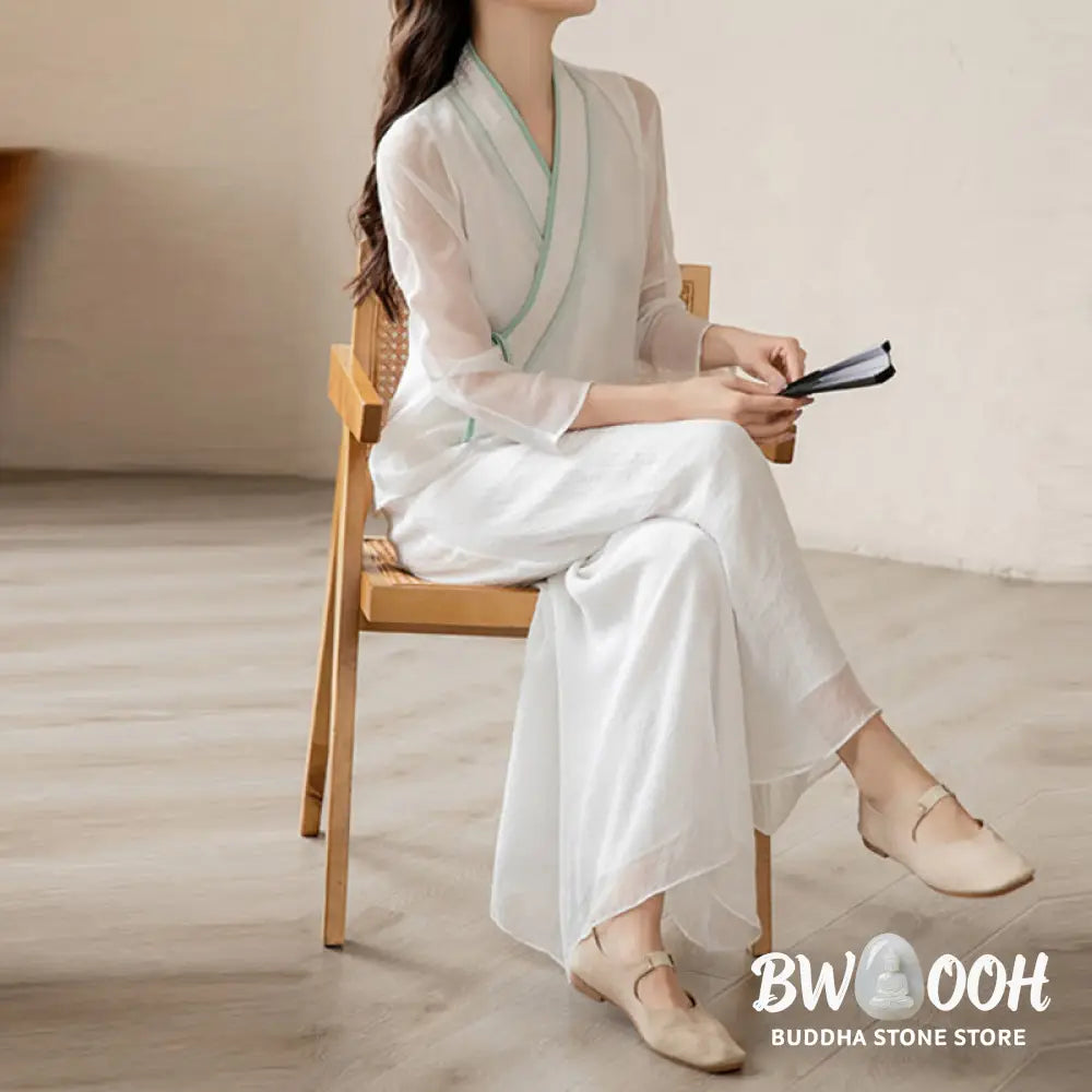 Buddha Stones Retro Prayer Zen Spiritual Meditation Practice Chiffon Clothing Women’s Set - Clothes