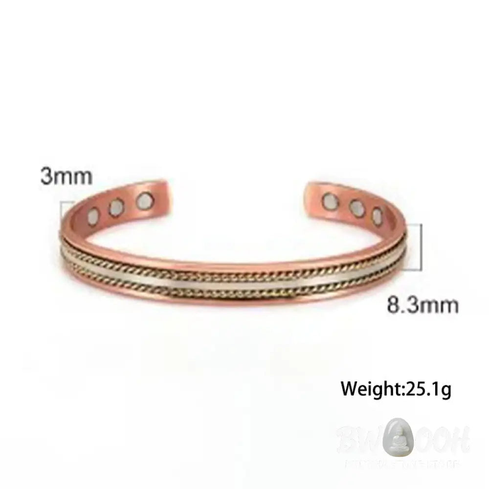 Buddha Stones Retro Twisted Design Copper Open Wealth Luck Cuff Bracelet Bangle Ring - Bracelet Bangle