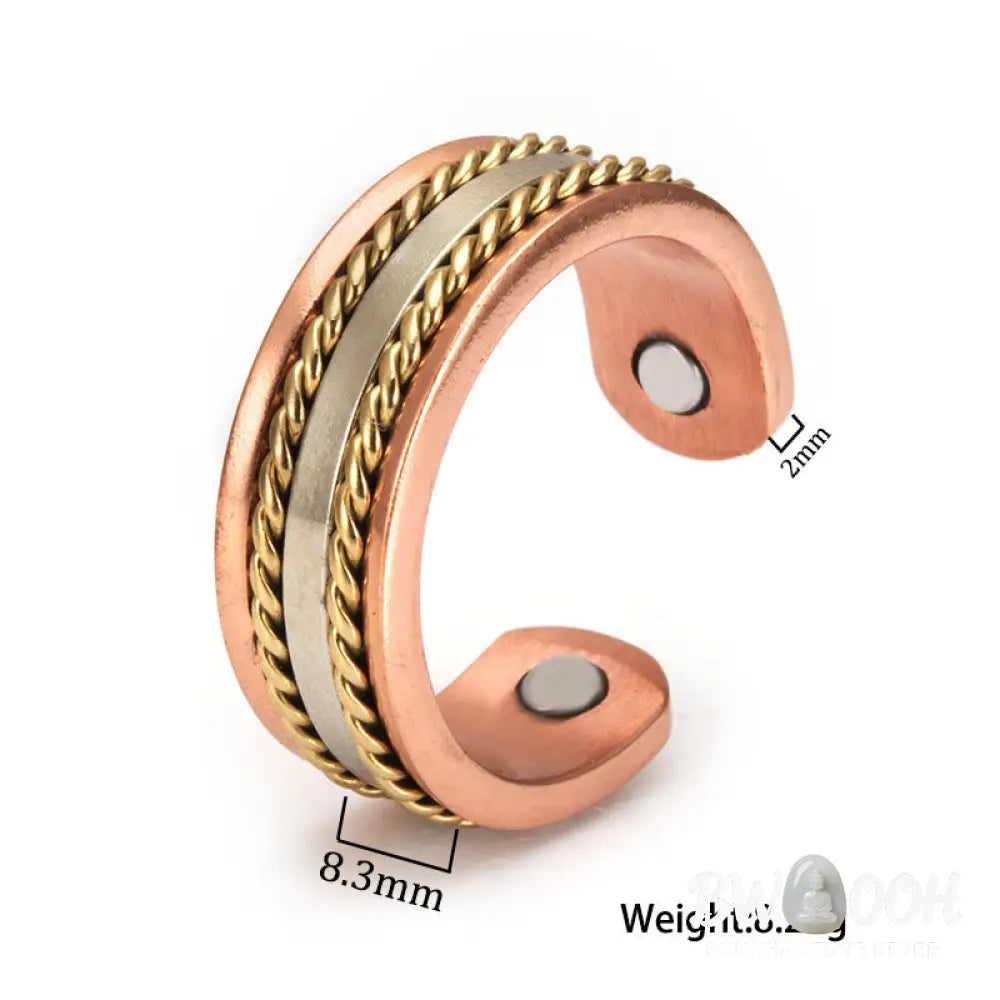 Buddha Stones Retro Twisted Design Copper Open Wealth Luck Cuff Bracelet Bangle Ring - Bracelet Bangle