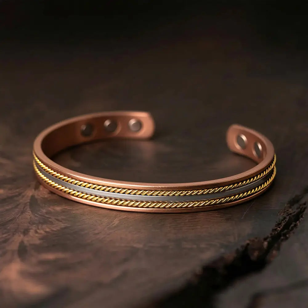BWOOOH Retro Twisted Design Copper Open Wealth Luck Cuff Bracelet Bangle Ring — Copper spiritual jewelry for spiritual hea...