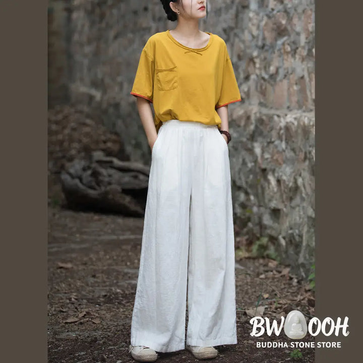 BWOOOH printed wide-leg yoga pants - Retro Wide Leg Pants Casual Women&