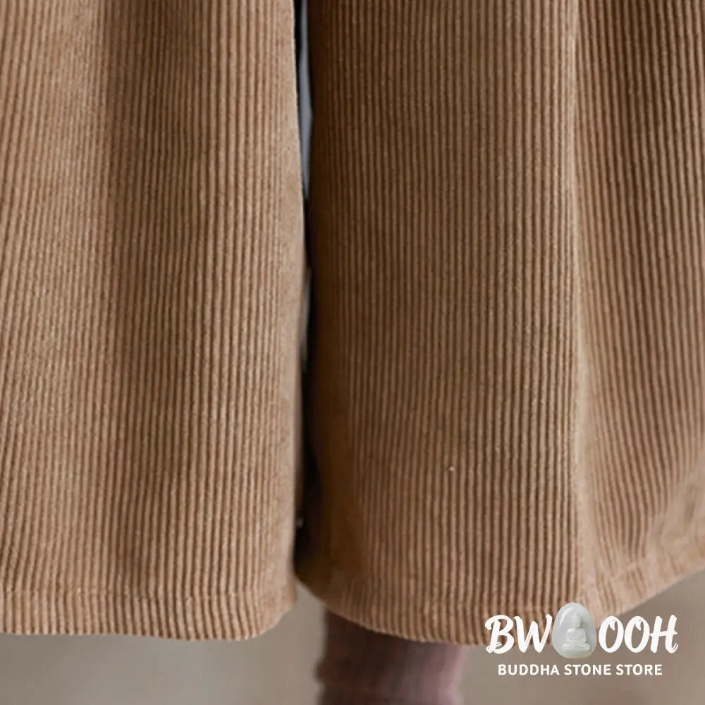 Buddha Stones Retro Women’s Wide Leg 7-8 Length Corduroy Pants With Pockets Belt - Women’s Wide Leg Pants