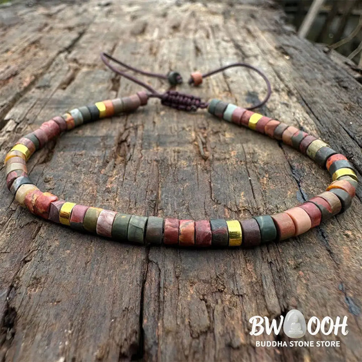 Buddha Stones Rhodonite Healing Relationships Spacer Bead Bracelet - BWOOOH - Rhodonite(Wrist Circumference 17-25cm)