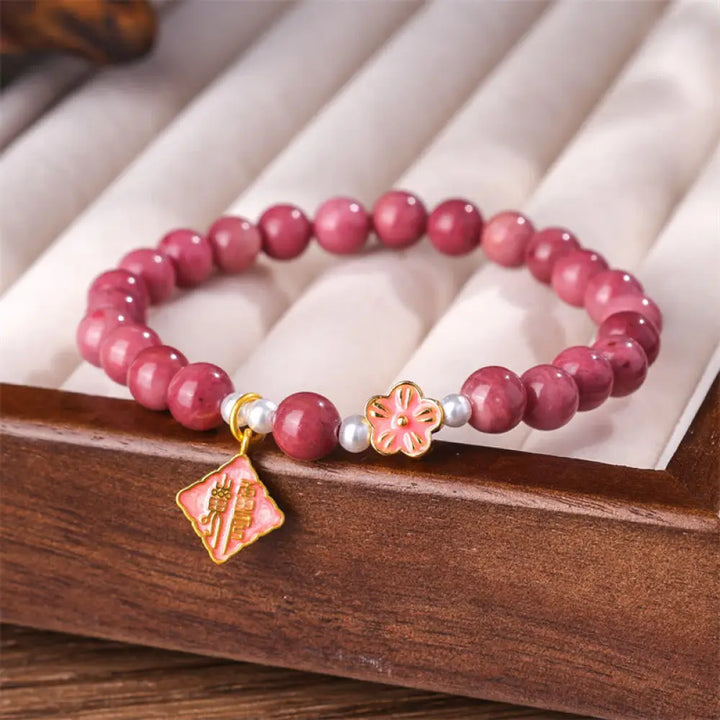 BWOOOH Rhodonite Peach Blossom Loving Energy Bracelet - Rhodonite(Wrist Circumference 14-17.5cm) - Bracelet