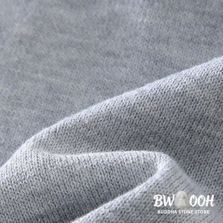Buddha Stones Ribbed Design Pure Cotton Thermal Men’s Crew Neck Long Sleeve Sweater - Men’s Sweater