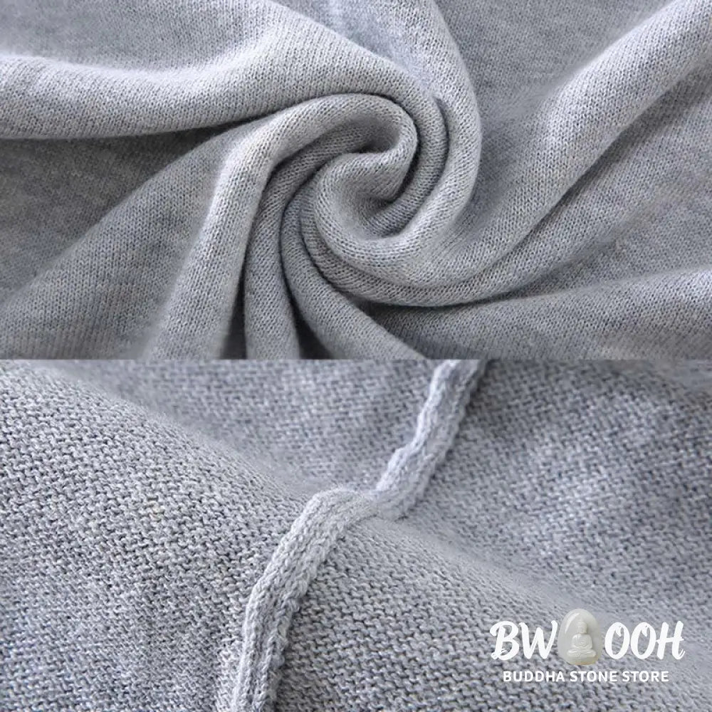 Buddha Stones Ribbed Design Pure Cotton Thermal Men’s Crew Neck Long Sleeve Sweater - Men’s Sweater