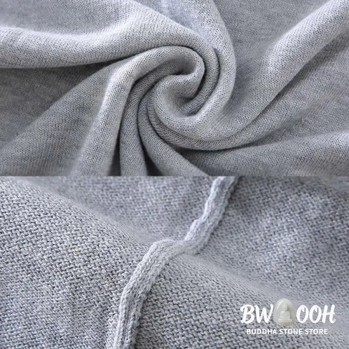 Buddha Stones Ribbed Design Pure Cotton Thermal Men’s Crew Neck Long Sleeve Sweater - Men’s Sweater