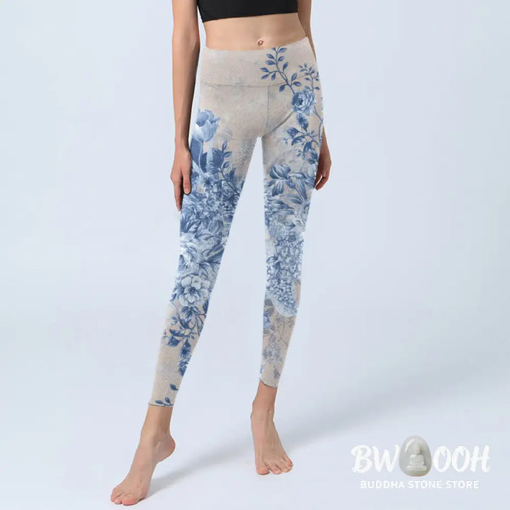 BWOOOH printed yoga leggings - Rose Daisy Print Gym Leggings Women&