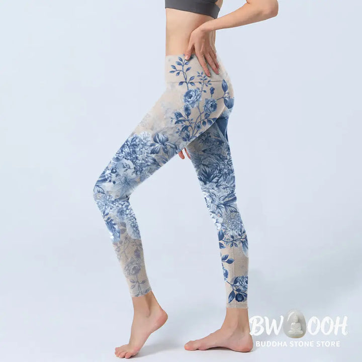 BWOOOH printed yoga leggings - Rose Daisy Print Gym Leggings Women&