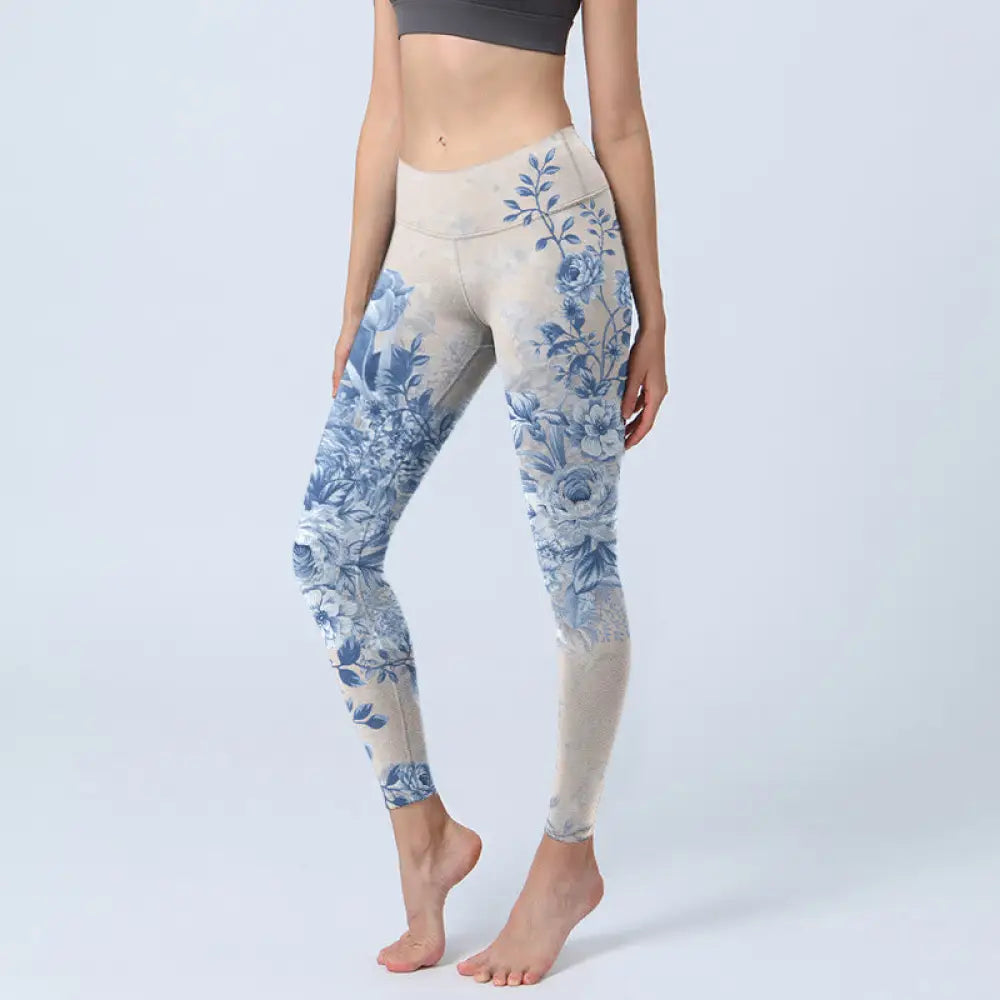 BWOOOH printed yoga leggings - Rose Daisy Print Gym Leggings Women&