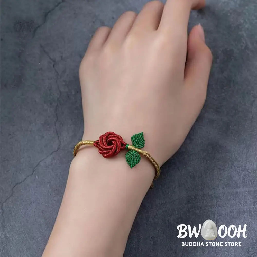 Buddha Stones Rose Flower Rope Eight Thread Peace Knot Luck Handmade Bracelet - BWOOOH - Bracelet