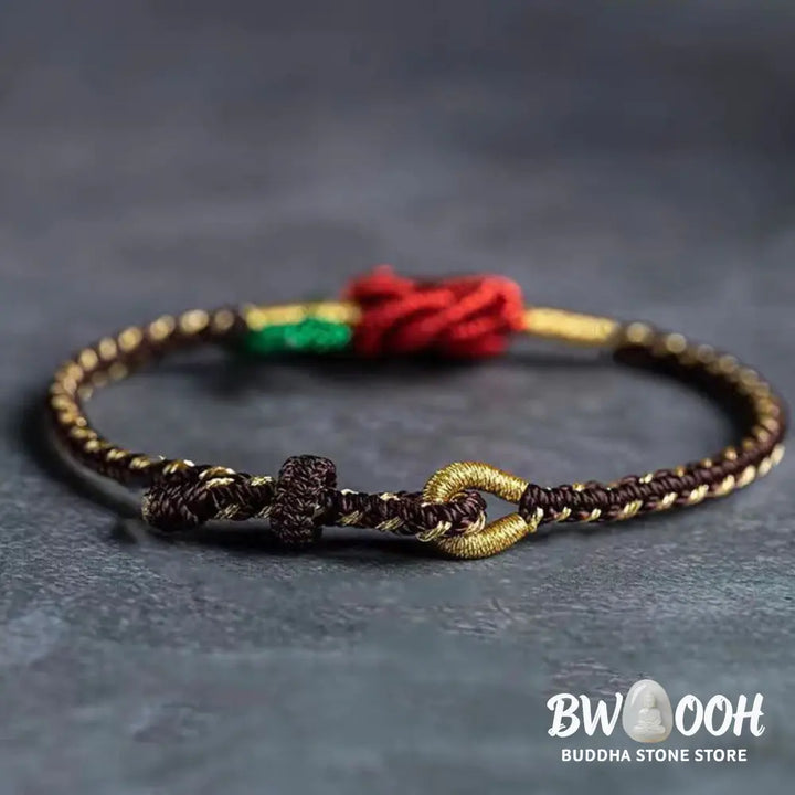 Buddha Stones Rose Flower Rope Eight Thread Peace Knot Luck Handmade Bracelet - BWOOOH - Bracelet