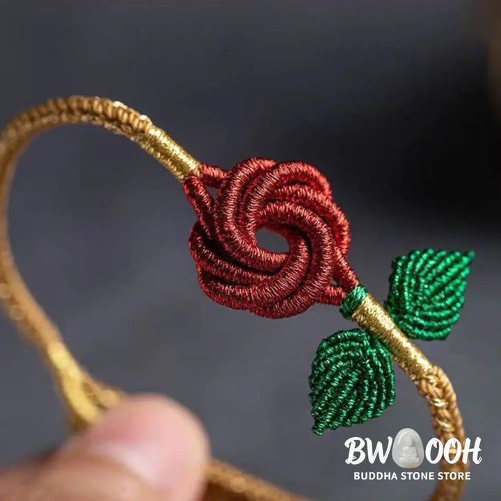 Buddha Stones Rose Flower Rope Eight Thread Peace Knot Luck Handmade Bracelet - BWOOOH - Bracelet