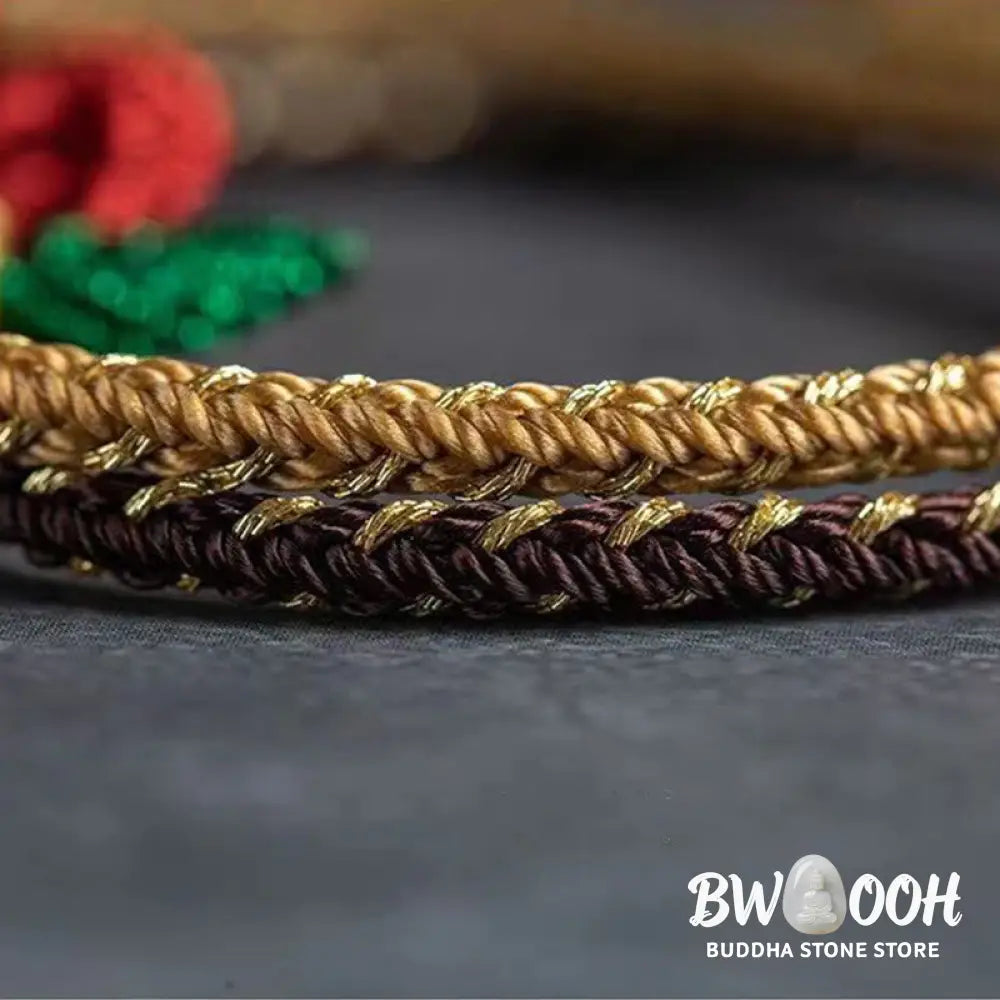 Buddha Stones Rose Flower Rope Eight Thread Peace Knot Luck Handmade Bracelet - BWOOOH - Bracelet