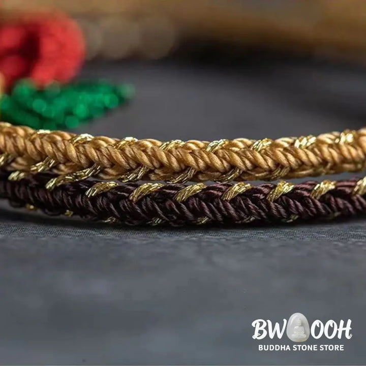 Buddha Stones Rose Flower Rope Eight Thread Peace Knot Luck Handmade Bracelet - BWOOOH - Bracelet