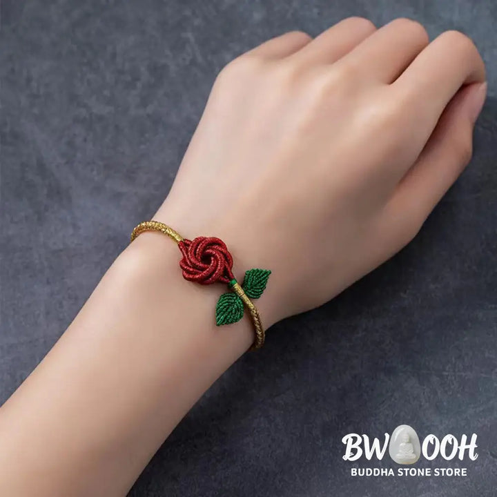 Buddha Stones Rose Flower Rope Eight Thread Peace Knot Luck Handmade Bracelet - BWOOOH - Bracelet