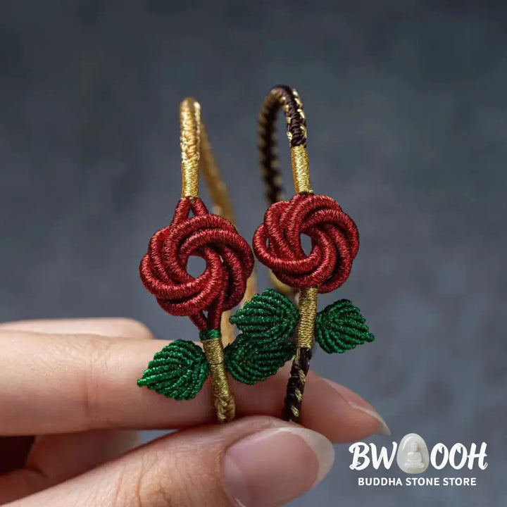 Buddha Stones Rose Flower Rope Eight Thread Peace Knot Luck Handmade Bracelet - BWOOOH - Bracelet