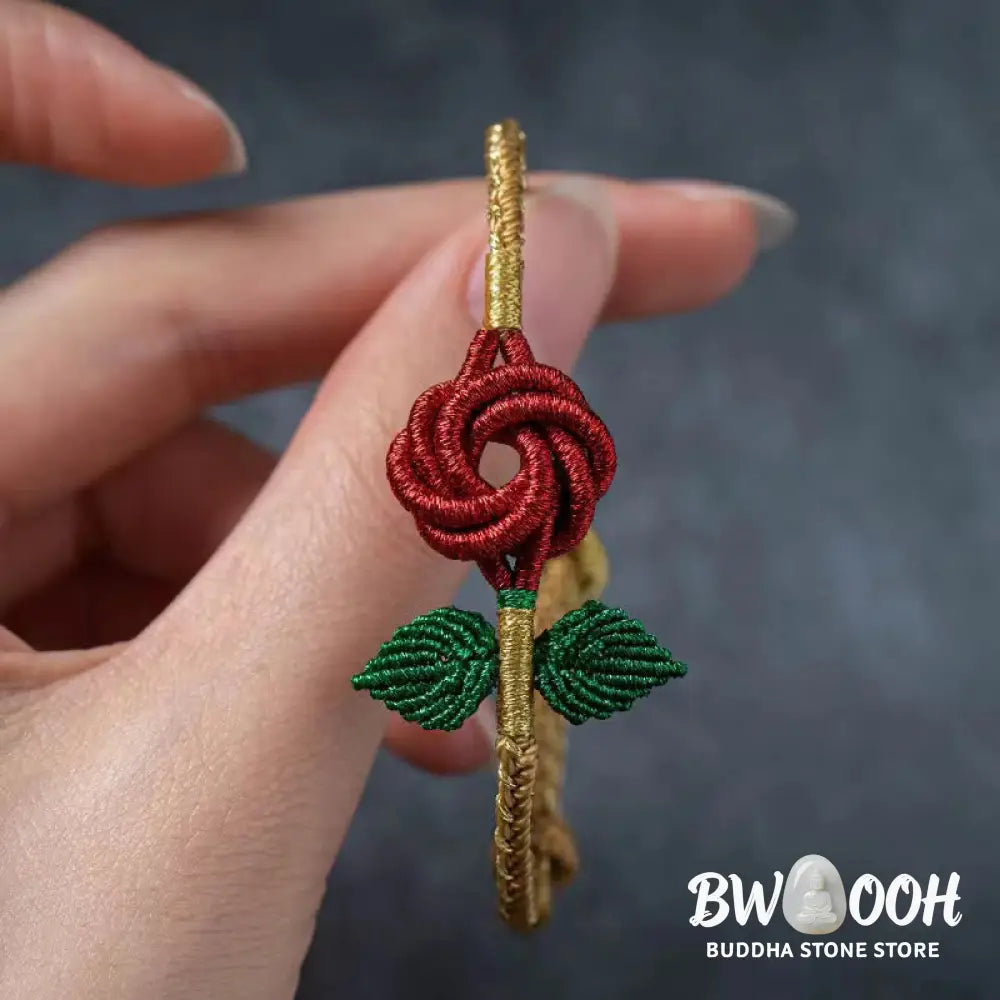 Buddha Stones Rose Flower Rope Eight Thread Peace Knot Luck Handmade Bracelet - BWOOOH - Bracelet