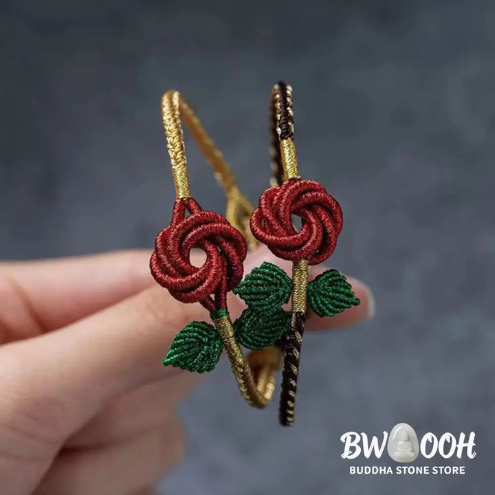 Buddha Stones Rose Flower Rope Eight Thread Peace Knot Luck Handmade Bracelet - BWOOOH - Bracelet