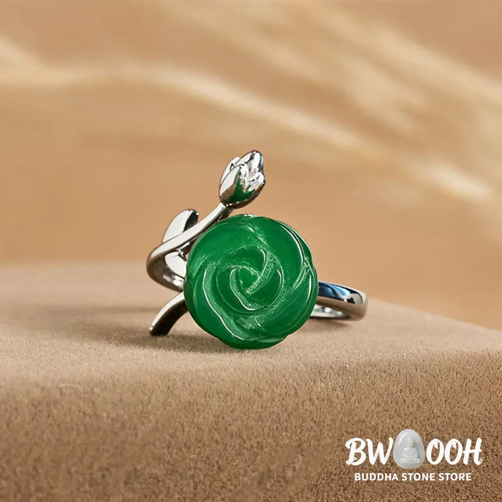 Buddha Stones Rose Green Jasper Copper Plated Silver Adjustable Balance Ring - Green Jasper(Adjustable) - Ring