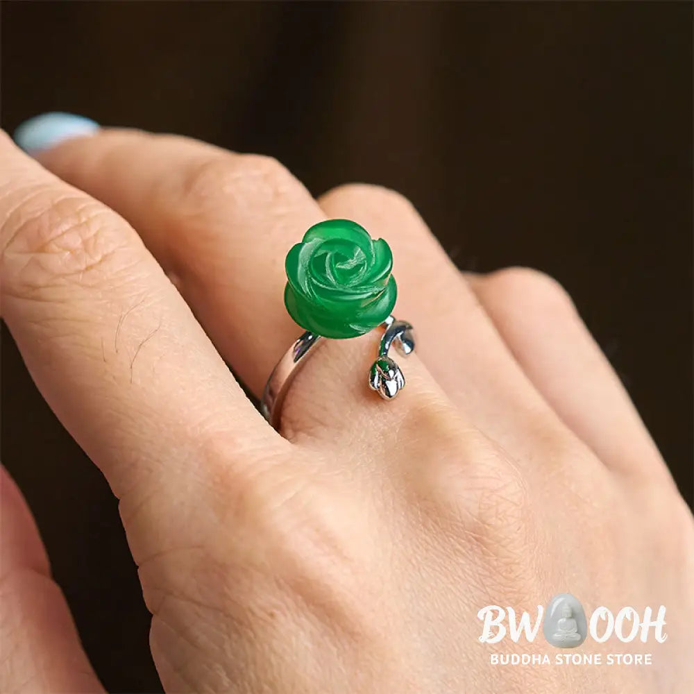 Buddha Stones Rose Green Jasper Copper Plated Silver Adjustable Balance Ring - Green Jasper(Adjustable) - Ring