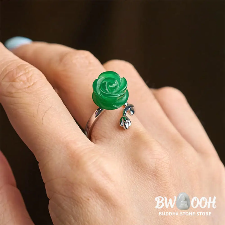 Buddha Stones Rose Green Jasper Copper Plated Silver Adjustable Balance Ring - Green Jasper(Adjustable) - Ring