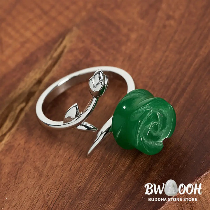 Buddha Stones Rose Green Jasper Copper Plated Silver Adjustable Balance Ring - Green Jasper(Adjustable) - Ring